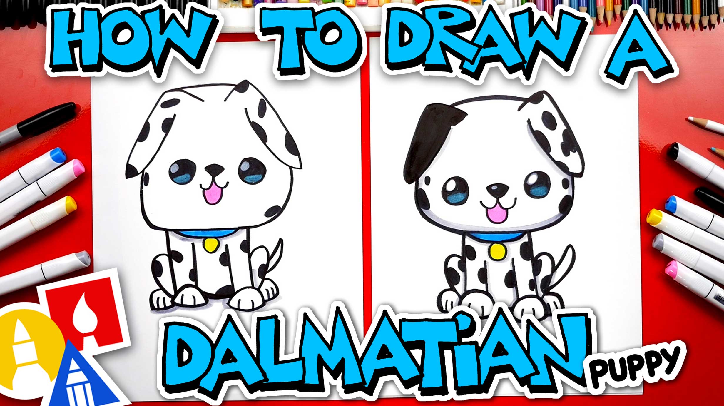 How To Draw A Cartoon Dalmatian Puppy - Art For Kids Hub -
