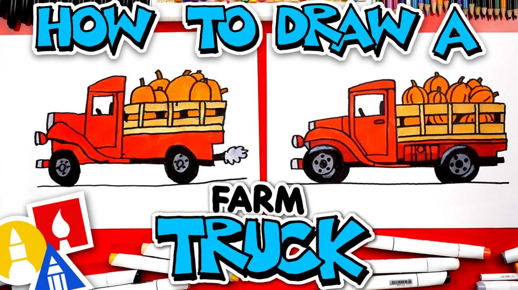 How To Draw A Farm Truck With Pumpkins
