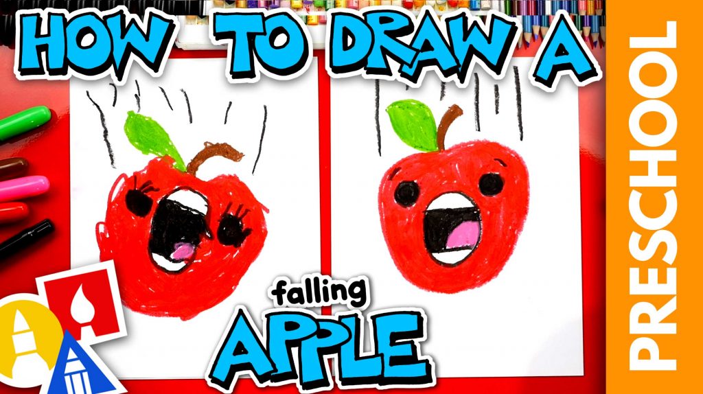 How To Draw A Funny Falling Apple – Preschool