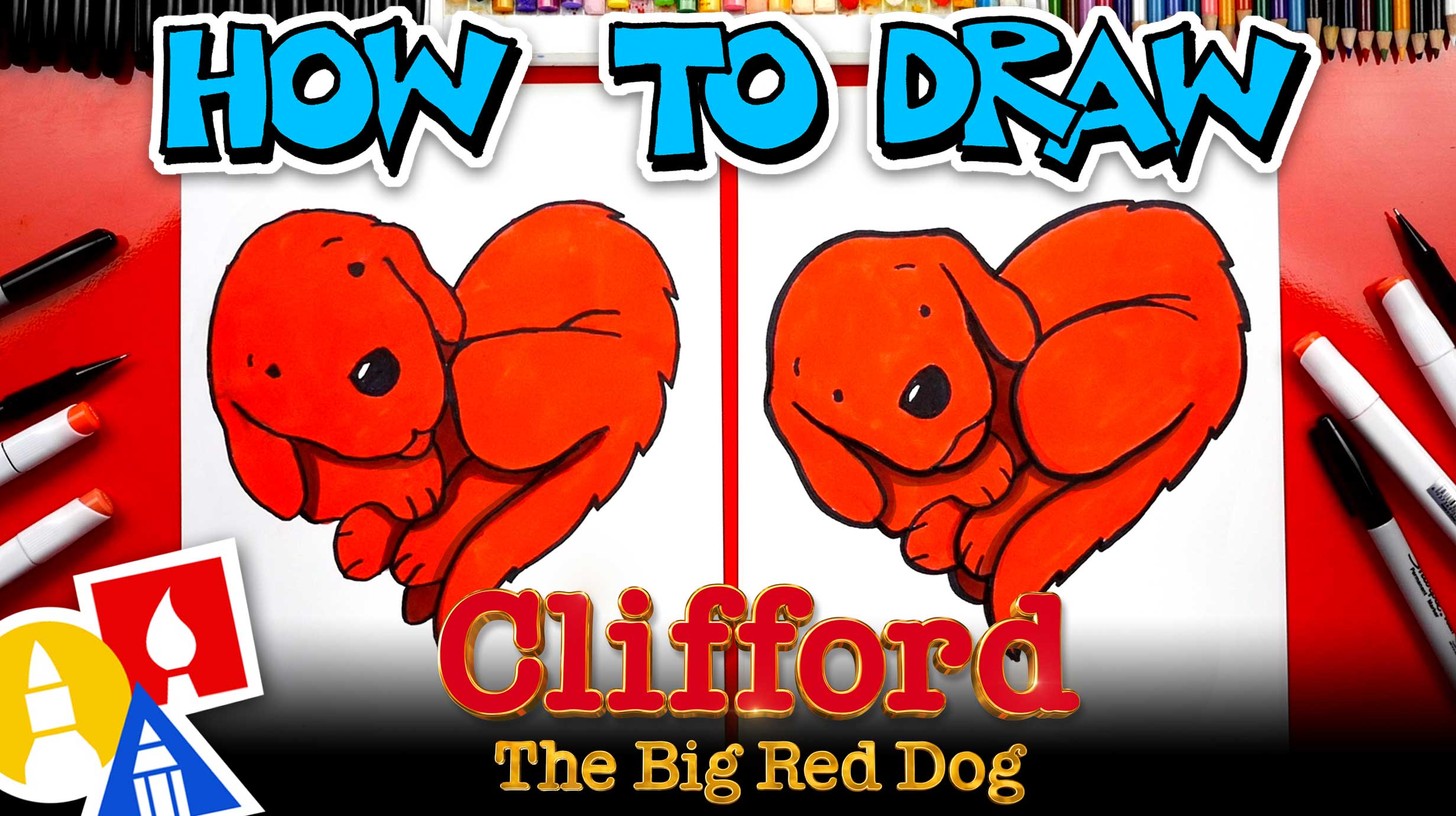 How To Draw Clifford The Big Red Dog Movie - Art For Kids Hub -