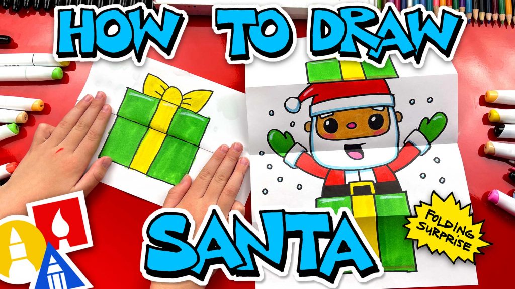How To Draw Santa In A Present – Folding Surprise