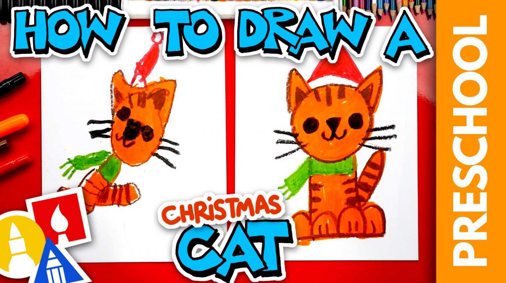 How To Draw A Christmas Cat – Preschool