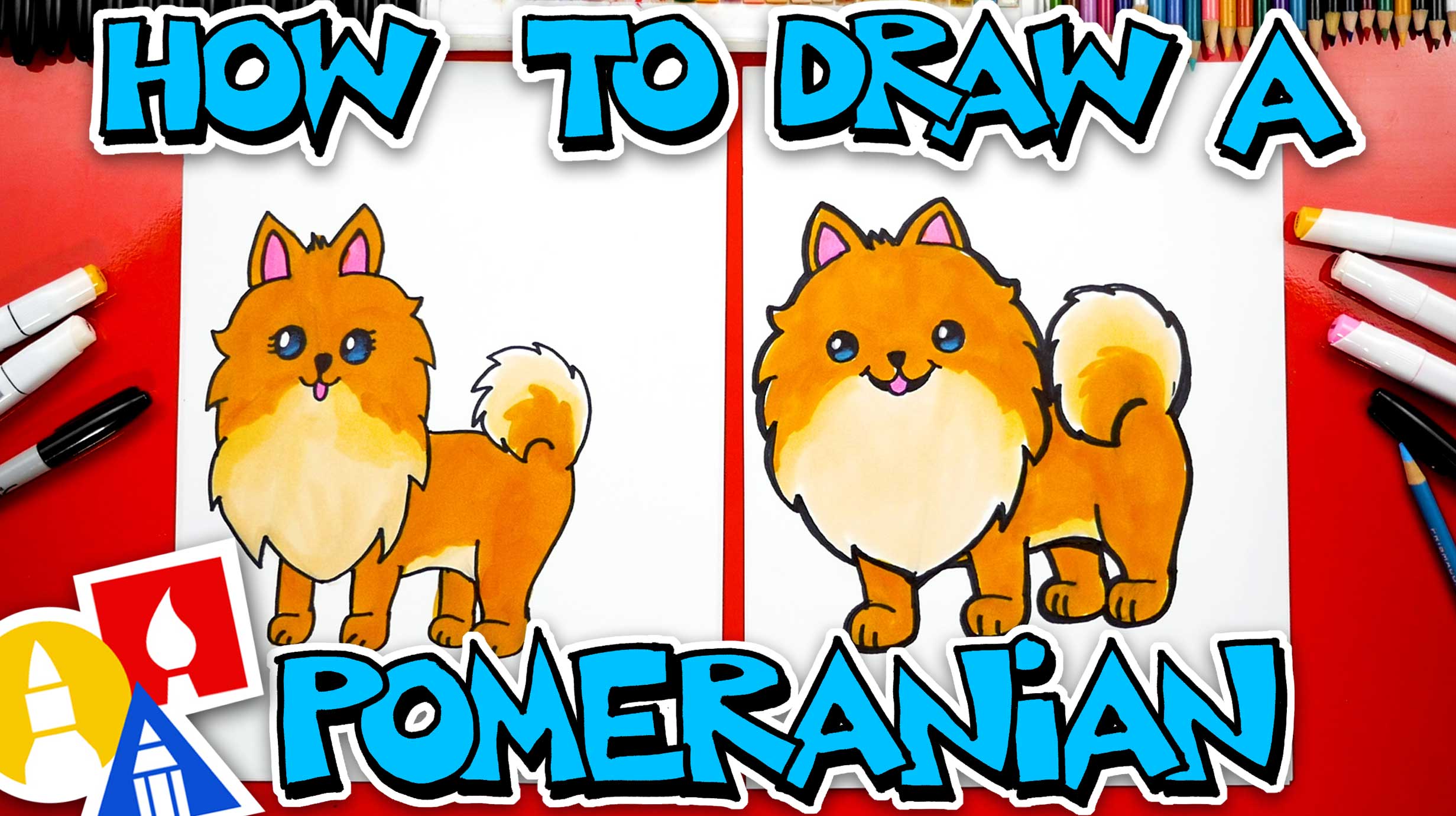 How To Draw A Pomeranian Cartoon Art For Kids Hub Free Drawing 