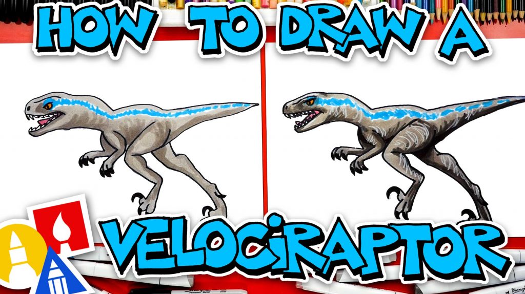 How To Draw A Velociraptor Dinosaur (Blue)