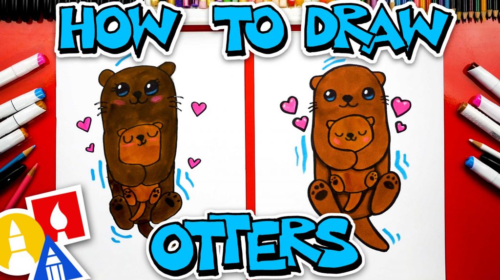 How To Draw Otters Mom And Baby
