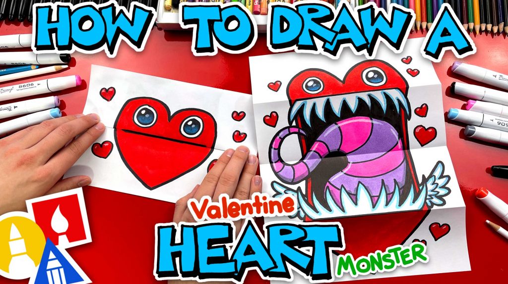 How To Draw A Heart Monster – Folding Surprise