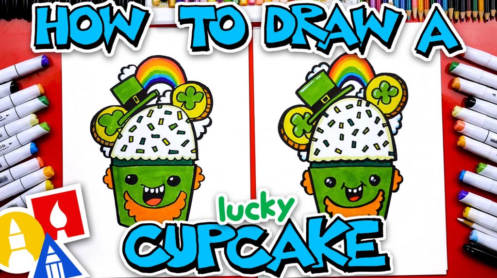 How To Draw A Funny St. Patrick’s Day Cupcake
