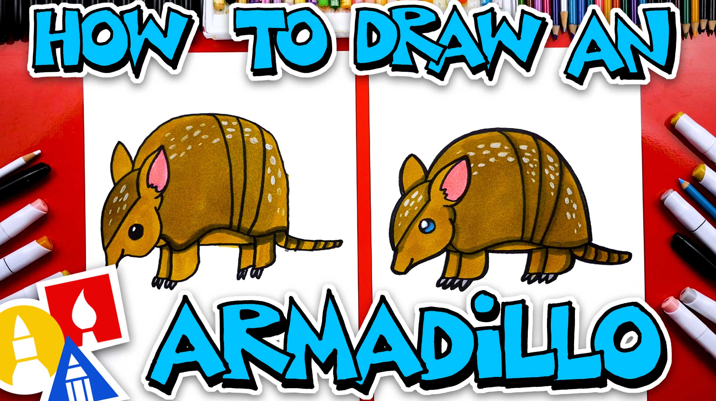 How To Draw An Armadillo - Art For Kids Hub -