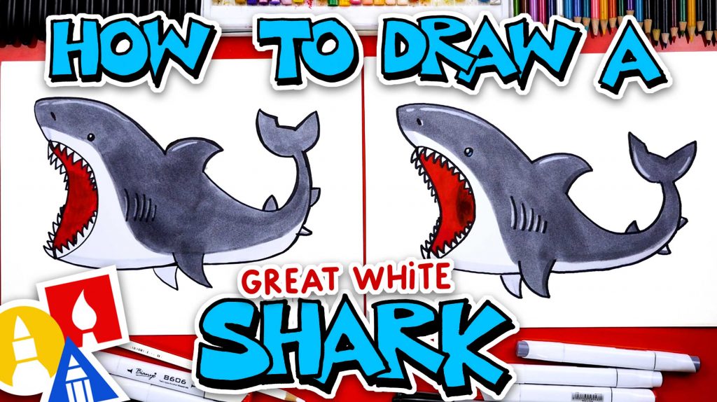 How To Draw A Great White Shark Cartoon