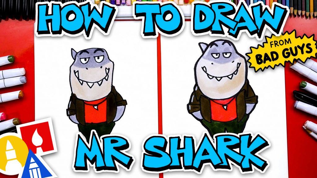 How To Draw Mr. Shark From The Bad Guys Movie