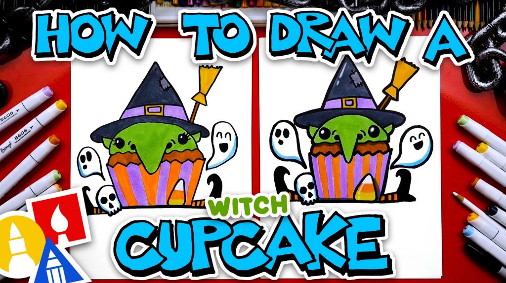 How To Draw Cupcake Witch For Halloween