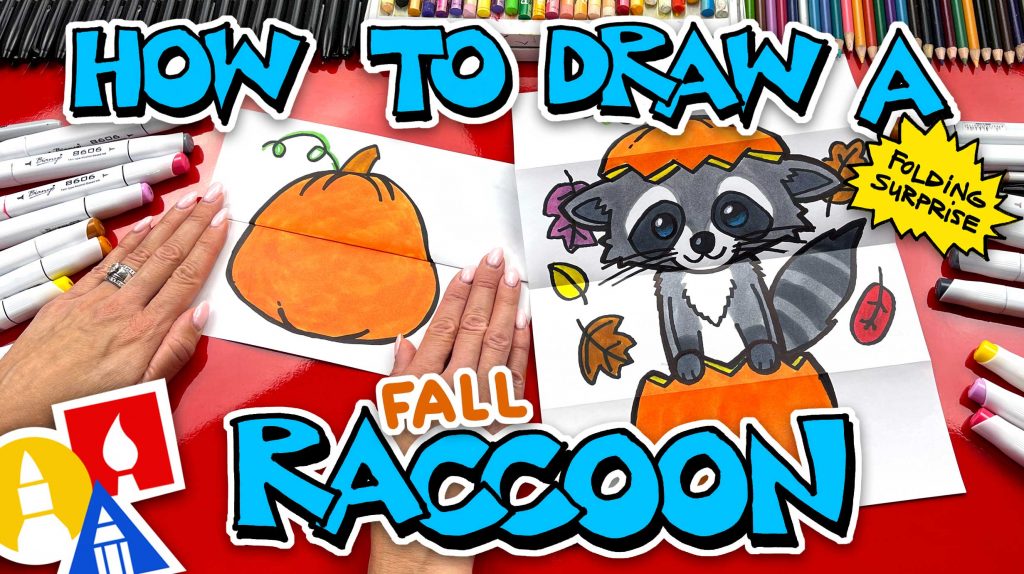 How To Draw A Fall Raccoon In A Pumpkin – Folding Surprise