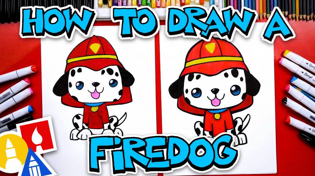 How To Draw A Cute Firedog Cartoon