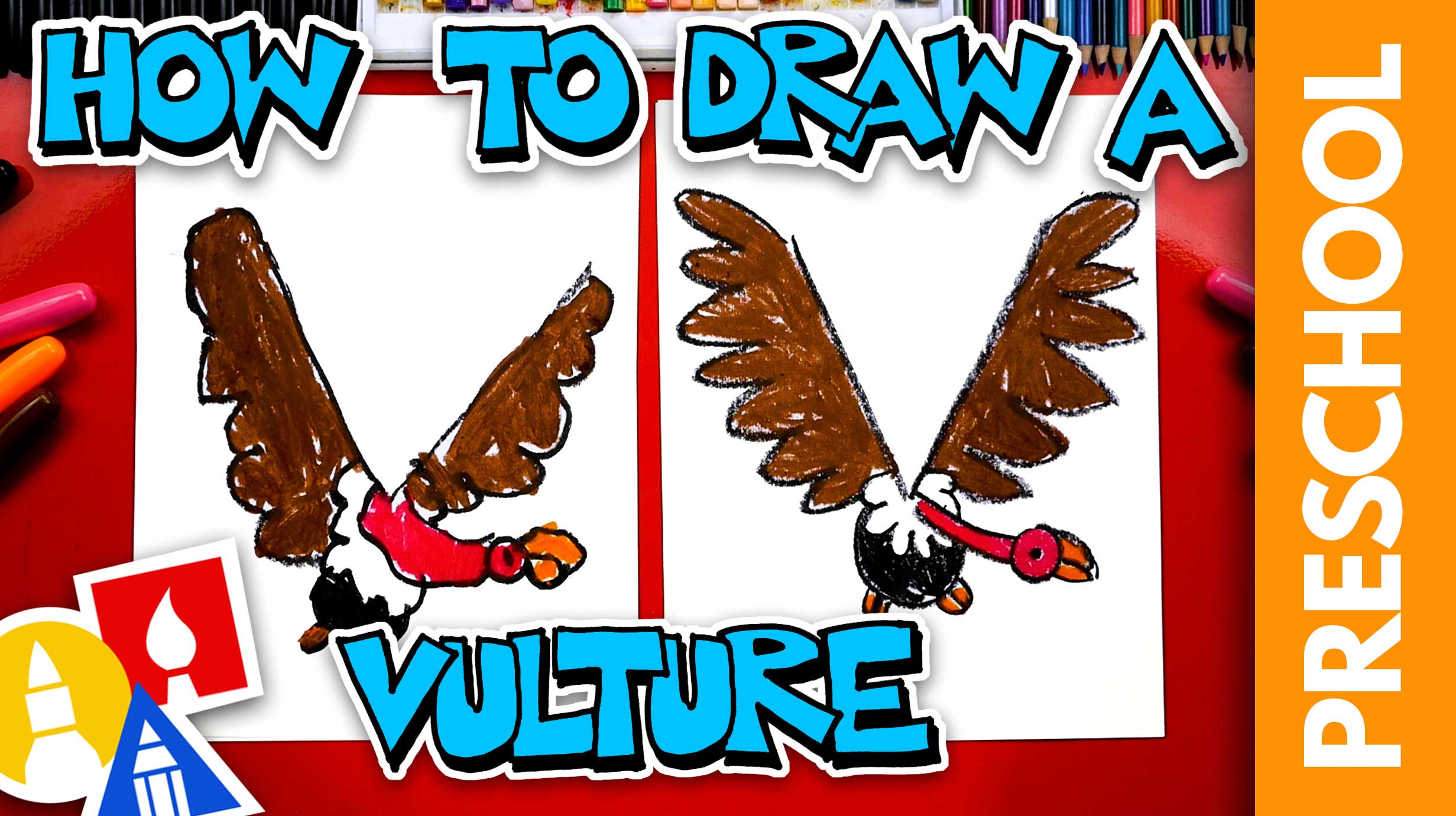 How To Draw A Vulture - Letter V - Preschool