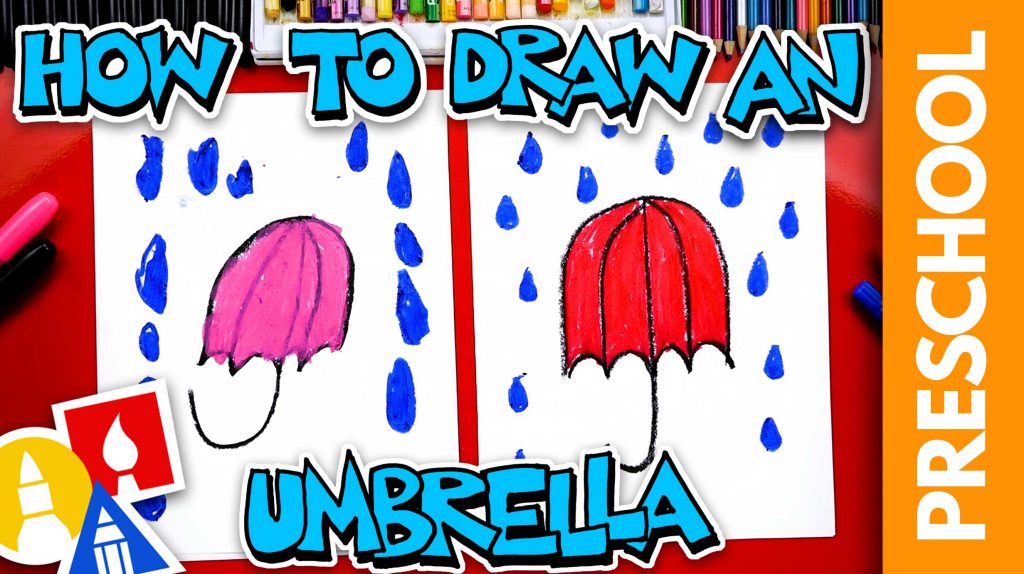 How To Draw An Umbrella – Letter U – Preschool