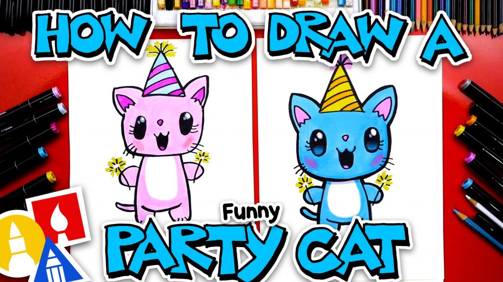 How To Draw A Funny Party Cat