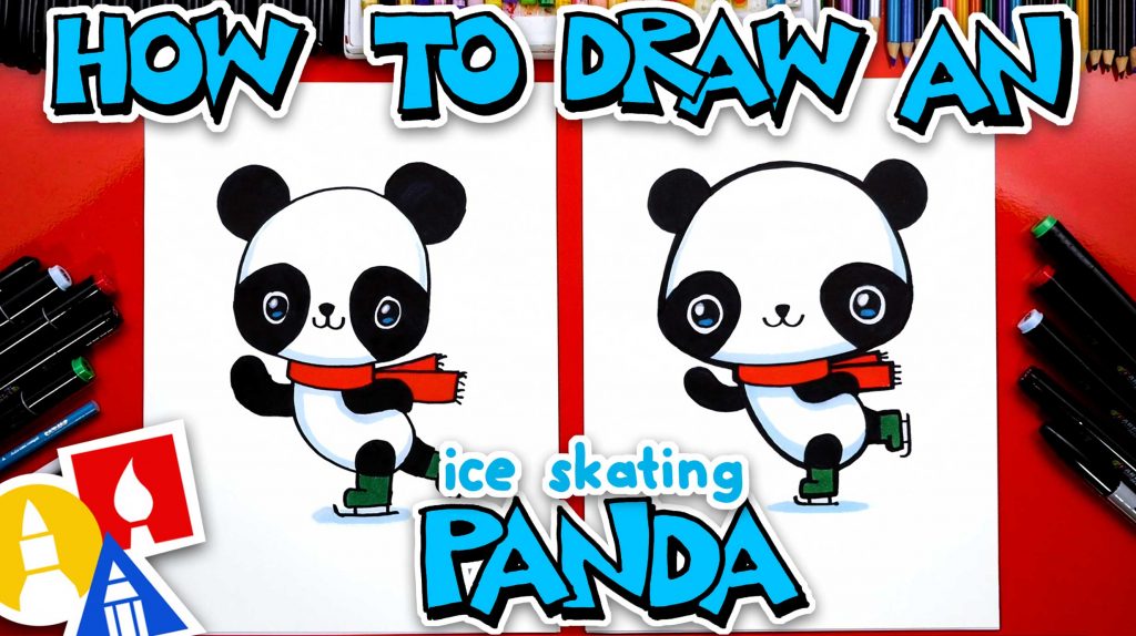 How To Draw A Cute Ice Skating Panda