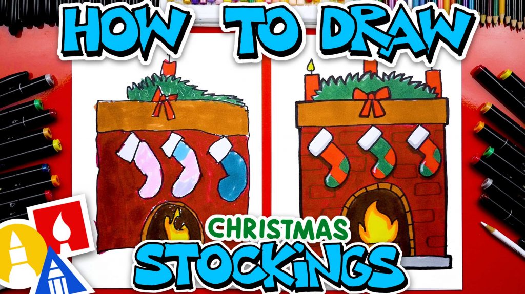 How To Draw Stockings Hung By The Fireplace