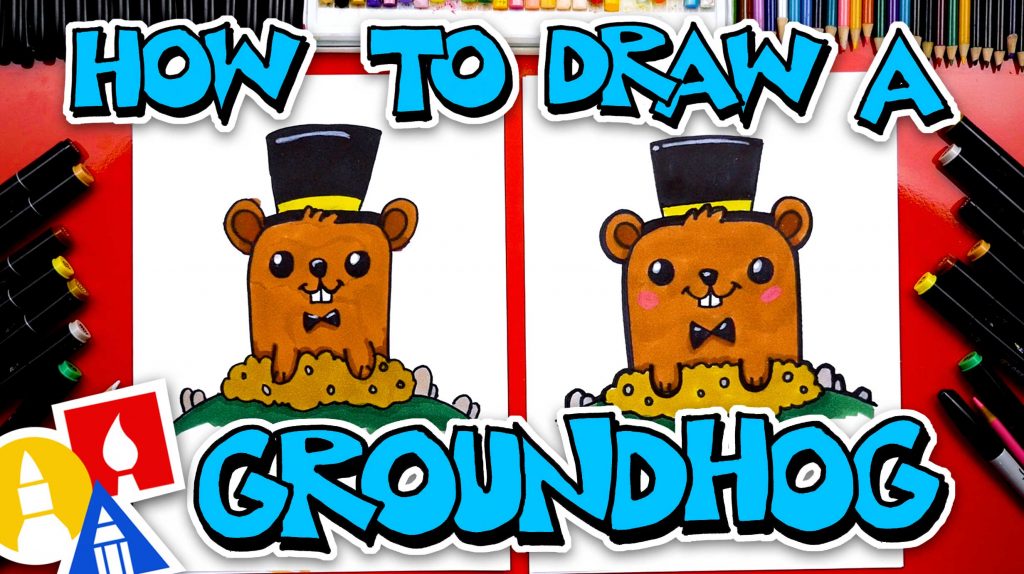 How To Draw A Groundhog With A Top Hat
